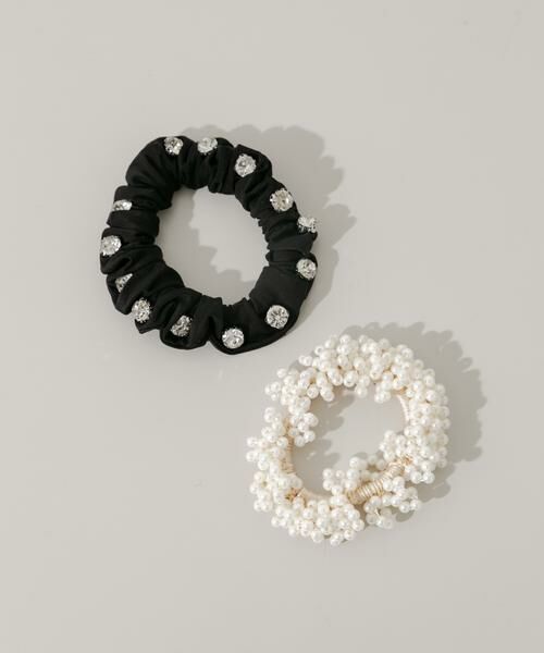 SMELLY / スメリー ヘアゴム・シュシュ | パールビジュー2セットヘアゴム（ホワイト系その他）