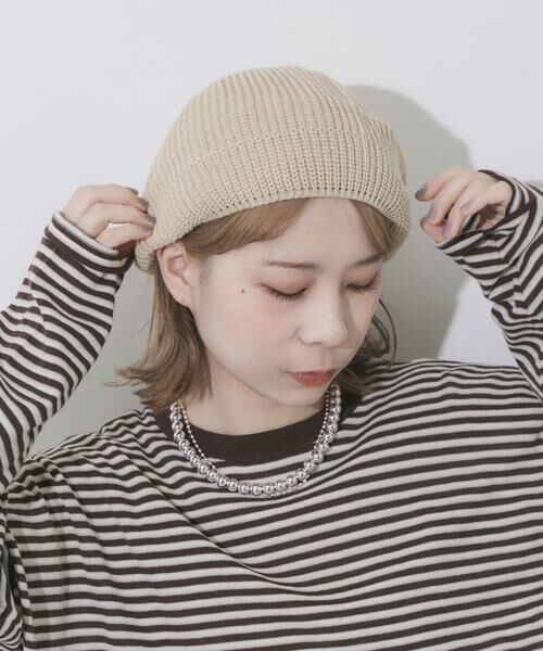 SMELLY / スメリー ハンチング・キャスケット・ベレー帽 | リブニットベレー（ベージュ）