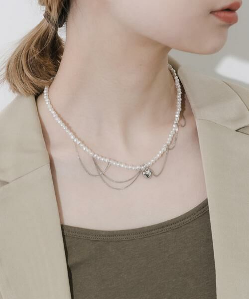 SMELLY / スメリー ネックレス・ペンダント・チョーカー | ハートレイヤードパールマンテルネックレス | 詳細4