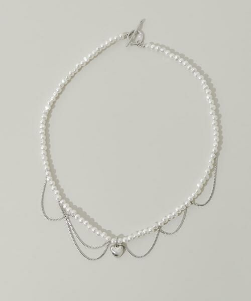 SMELLY / スメリー ネックレス・ペンダント・チョーカー | ハートレイヤードパールマンテルネックレス（シルバー系その他）