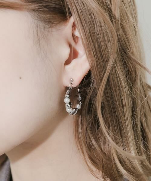 SMELLY / スメリー ピアス・イヤリング | ストーンモチーフパールフープピアス | 詳細2