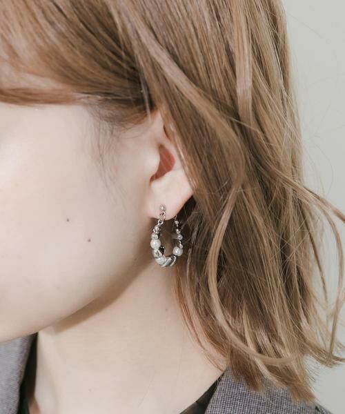 SMELLY / スメリー ピアス・イヤリング | ストーンモチーフパールフープピアス | 詳細3