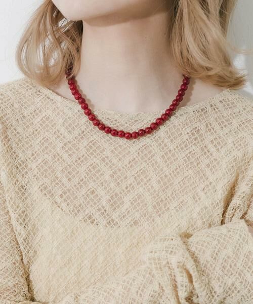 SMELLY / スメリー ネックレス・ペンダント・チョーカー | ステンレスカラーボールビーズネックレス（レッド）