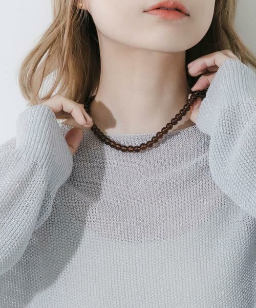 SMELLY / スメリー ネックレス・ペンダント・チョーカー | ステンレスカラーボールビーズネックレス（ブラウン）