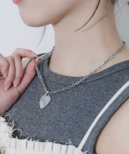 SMELLY / スメリー ネックレス・ペンダント・チョーカー | ステンレスマーブルハートトップネックレス | 詳細3