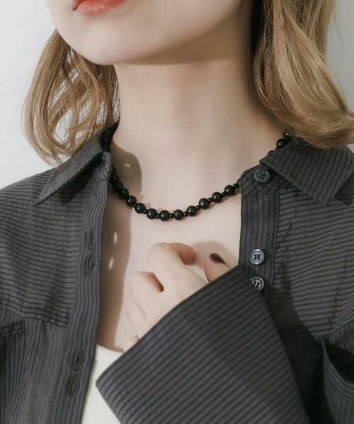 SMELLY / スメリー ネックレス・ペンダント・チョーカー | ステンレスブラックウッドビーズネックレス | 詳細1