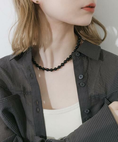 SMELLY / スメリー ネックレス・ペンダント・チョーカー | ステンレスブラックウッドビーズネックレス | 詳細3