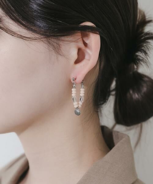 SMELLY / スメリー ピアス・イヤリング | ステンレスシェルモチーフビーズピアス | 詳細4