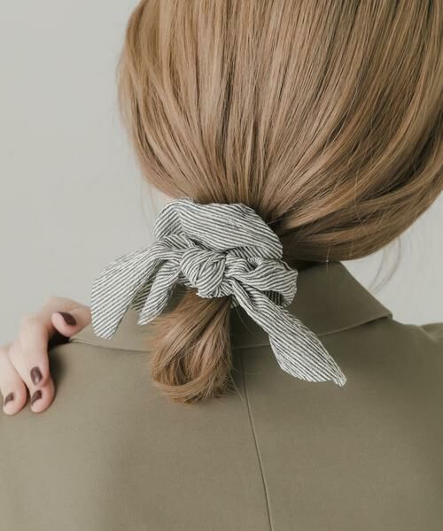 SMELLY / スメリー ヘアゴム・シュシュ | ストライプリボンシュシュ（ブラック系その他）