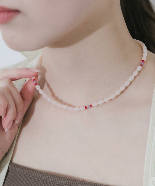 SMELLY / スメリー ネックレス・ペンダント・チョーカー | ステンレスポイントカラービーズネックレス | 詳細5