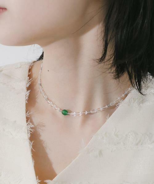 SMELLY / スメリー ネックレス・ペンダント・チョーカー | ステンレスカラートップクリアビーズネックレス（クリア）