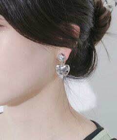SMELLY / スメリー ピアス・イヤリング | メタルハートポイントビジューイヤリング