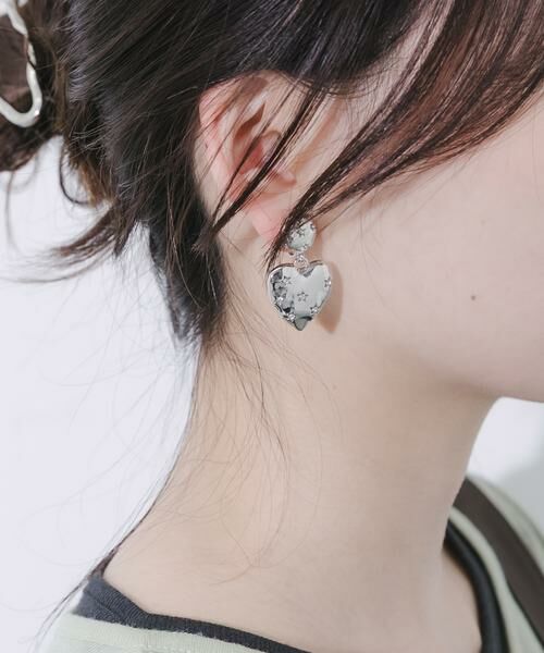 SMELLY / スメリー ピアス・イヤリング | メタルハートポイントビジューイヤリング | 詳細2