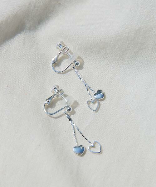 SMELLY / スメリー ピアス・イヤリング | ダブルハートチェーンイヤリング | 詳細1