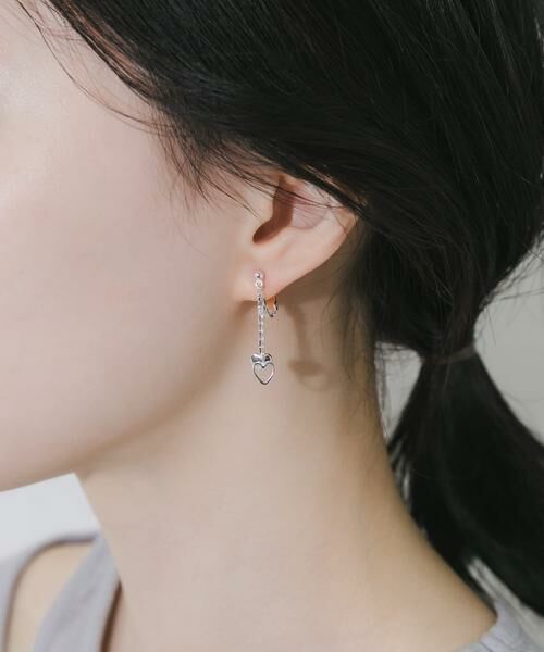 SMELLY / スメリー ピアス・イヤリング | ダブルハートチェーンイヤリング | 詳細2