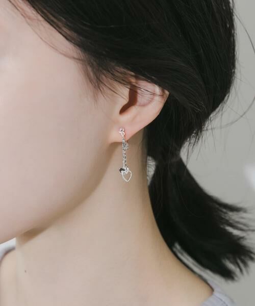 SMELLY / スメリー ピアス・イヤリング | ダブルハートチェーンイヤリング | 詳細3