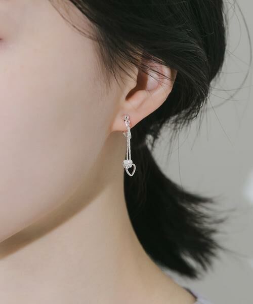 SMELLY / スメリー ピアス・イヤリング | ダブルハートチェーンイヤリング | 詳細4