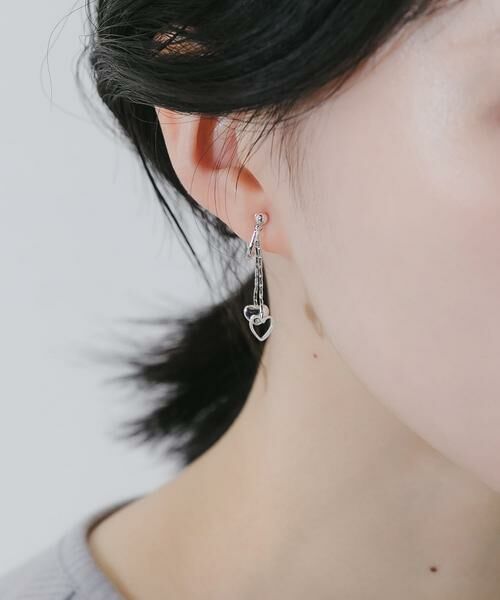 SMELLY / スメリー ピアス・イヤリング | ダブルハートチェーンイヤリング | 詳細5