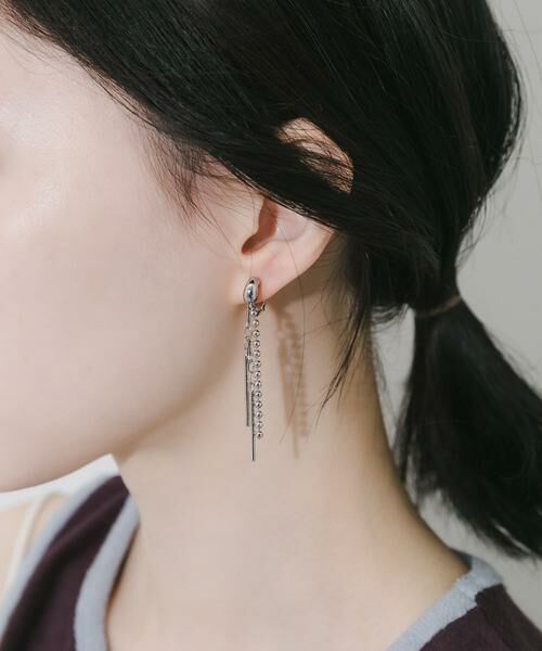 SMELLY / スメリー ピアス・イヤリング | ダブルチェーンイヤリング（シルバー）