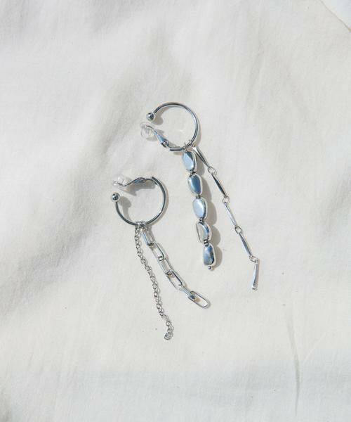 SMELLY / スメリー ピアス・イヤリング | アシンメトリーマルチチェーンイヤリング（シルバー）