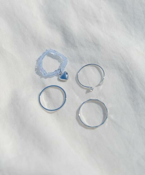 SMELLY / スメリー リング | チャームビーズ4セットリング（ブルー系その他）