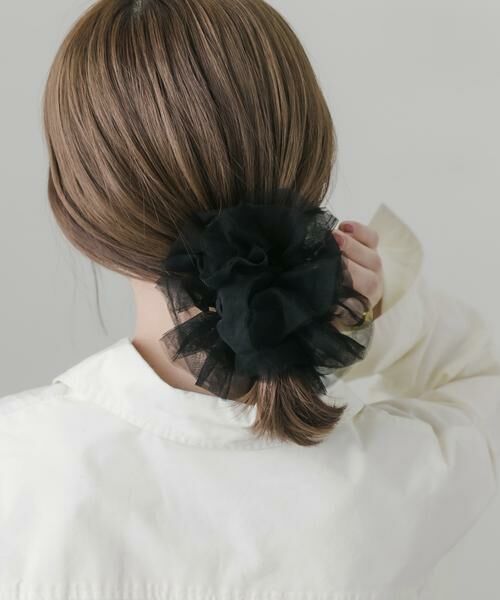 SMELLY / スメリー ヘアゴム・シュシュ | シアーフリルボリュームシュシュ（ブラック）