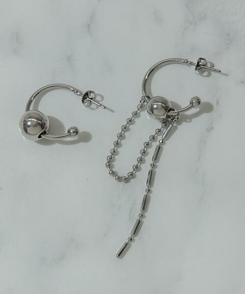 SMELLY / スメリー ピアス・イヤリング | チェーンコンビアシンメトリーピアス（シルバー）