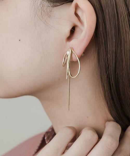 SMELLY / スメリー ピアス・イヤリング | ニュアンスリボンスネークチェーンイヤリング | 詳細3