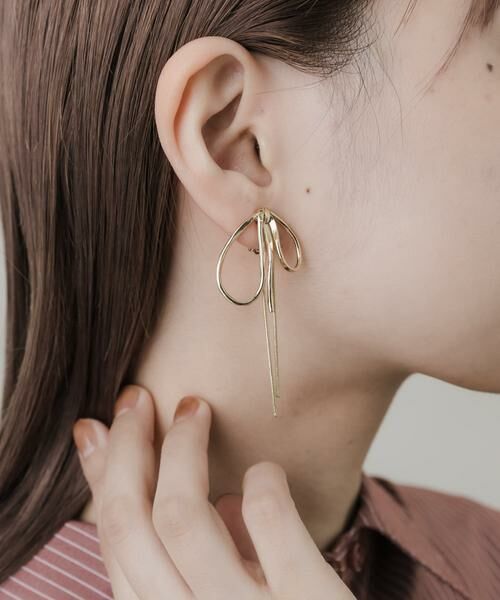 SMELLY / スメリー ピアス・イヤリング | ニュアンスリボンスネークチェーンイヤリング | 詳細6
