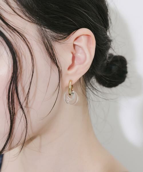 SMELLY / スメリー ピアス・イヤリング | ステンレスクリアサークル2WAYイヤリング | 詳細1