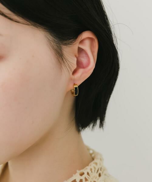 SMELLY / スメリー ピアス・イヤリング | ステンレスブラックビジューフープピアス | 詳細1