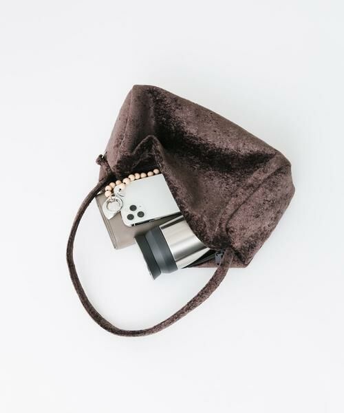 SMELLY / スメリー ハンドバッグ | ベロアスクエアバッグ（ブラウン）