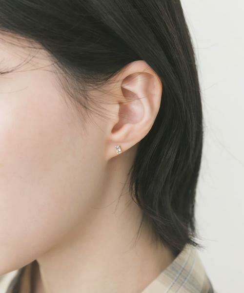 SMELLY / スメリー ピアス・イヤリング | ステンレスレクタングルプチビジューピアス | 詳細2