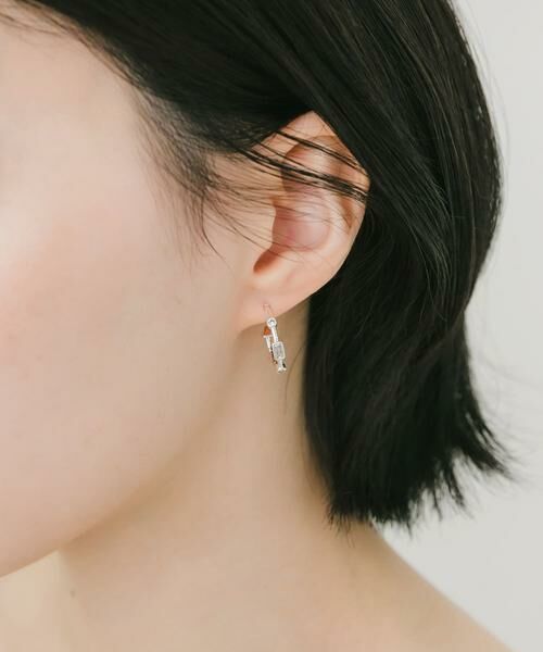 SMELLY / スメリー ピアス・イヤリング | ジオメトリッククリアビジューフープピアス | 詳細3