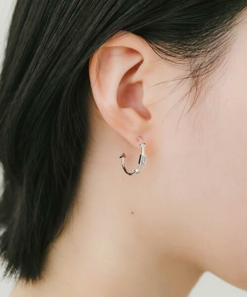 SMELLY / スメリー ピアス・イヤリング | ジオメトリッククリアビジューフープピアス | 詳細6