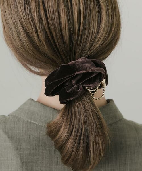 SMELLY / スメリー ヘアゴム・シュシュ | チェーンアクセントベロアシュシュ | 詳細2