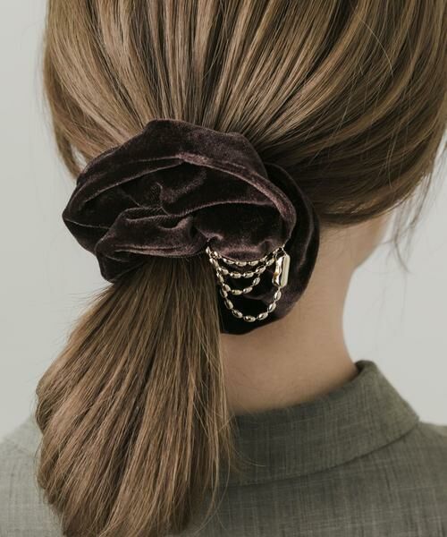 SMELLY / スメリー ヘアゴム・シュシュ | チェーンアクセントベロアシュシュ | 詳細3