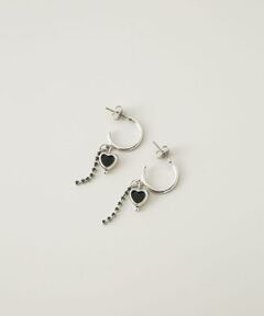 SMELLY / スメリー ピアス・イヤリング | ブラックハートビジューチェーンピアス