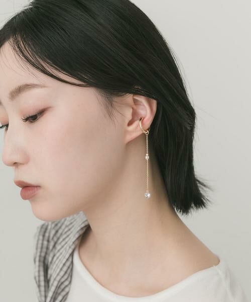 SMELLY / スメリー ピアス・イヤリング | パールビジューロングチェーンイヤカフ | 詳細3
