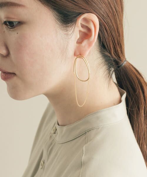 ＊＊SMELLY / スメリー ピアス・イヤリング | メタルフレームチェーンピアス（GLD）