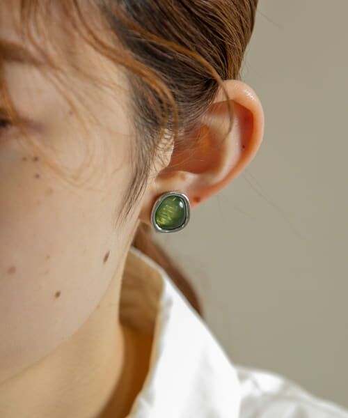 ＊＊SMELLY / スメリー ピアス・イヤリング | カラークリアジュシフレームイヤリング（SL/GR）