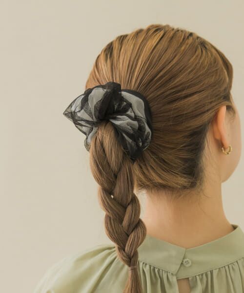 ＊＊SMELLY / スメリー ヘアゴム・シュシュ | チュールコンビネーションシュシュ（BK/WH）