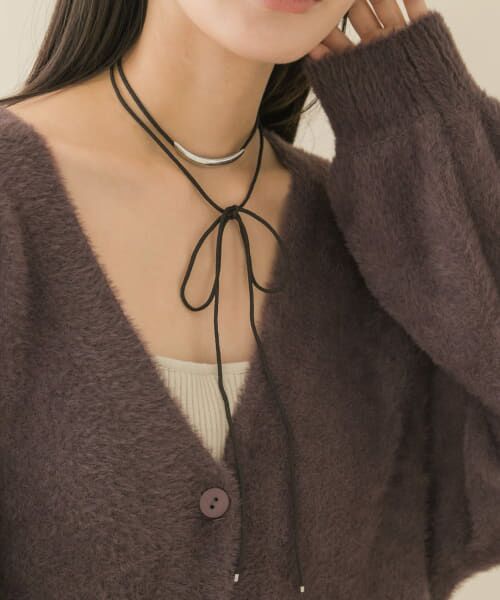 ＊＊SMELLY / スメリー ネックレス・ペンダント・チョーカー | メタルバーロングコードチョーカー（SL/BK）