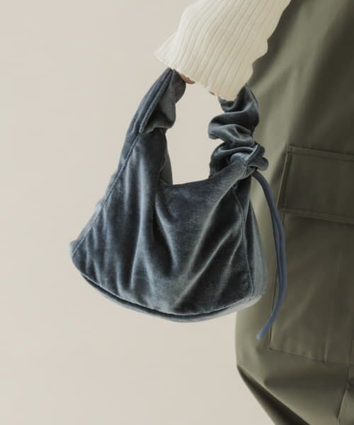 ＊＊SMELLY / スメリー ハンドバッグ | ドローコードベロアバッグ（NVY）
