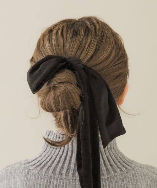 ＊＊SMELLY / スメリー ヘアゴム・シュシュ | 『WEB/一部店舗限定』ベロアビッグリボンヘアカフセット（BLK）