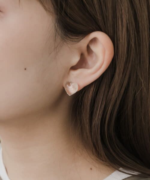 DRIP ARCHIVEHERMES ピアス Purple Cream ホワイトハートベアピアス・イヤリング P1178