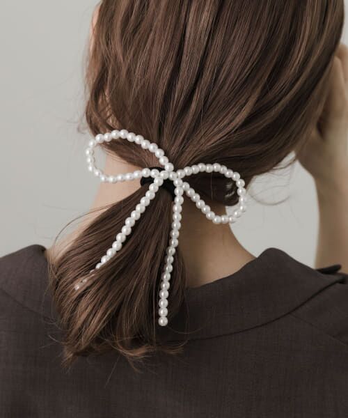 ＊＊SMELLY / スメリー ヘアゴム・シュシュ | パールビッグリボンヘアポニー（IVO）