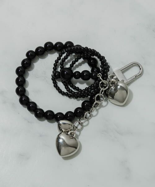 ＊＊SMELLY / スメリー キーホルダー・ストラップ | ビーズメタルハートキーチェーン（BLK）