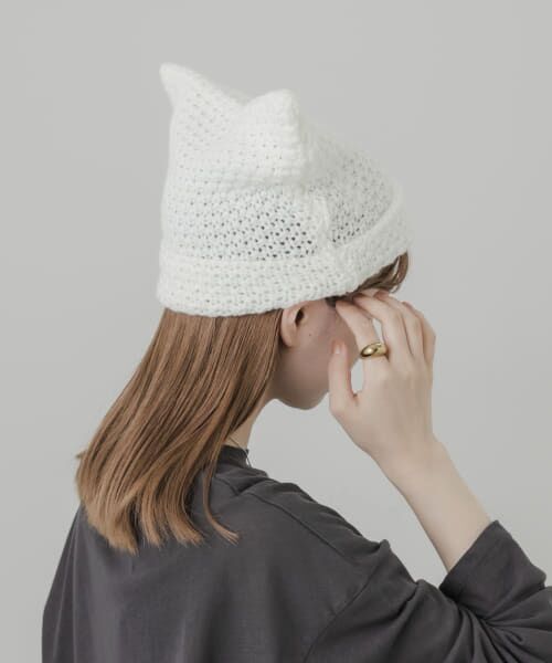 ＊＊SMELLY / スメリー ニットキャップ | ネコミミワッチキャップ（WHT）