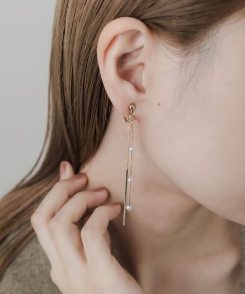 MISTY パール チェーン ピアス blackdia ocean パール ロングチェーン ピアス/イヤリング